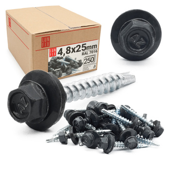 Wkręty farmerskie 4,8x25 samowiercące farmery antracyt WFD 250szt.