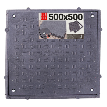 Właz do studni, klapa, pokrywa, studzienka, do szamba, 50x50 cm, Czarny 1,5t