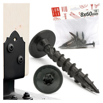 Wkręt talerzowy czarny 8x60 ozdobny ocynkowany 10szt.