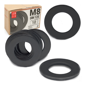 Podkładka okrągła M8 czarny ocynk DIN125 10szt.