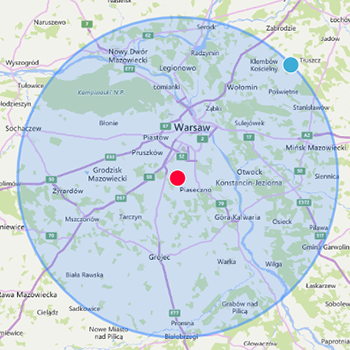 Mapa zasięgu montażu Lun Fix - 50km od Lesznowoli